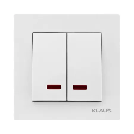 KE01104 KLAUS ALB INTRERUPATOR DUBLU CU LED-1