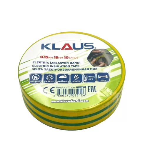 4-KE11YG-KLAUS-BANDA-ELEXTRICA-GELBEN~VERDE-0.15MM~19MM*10Y