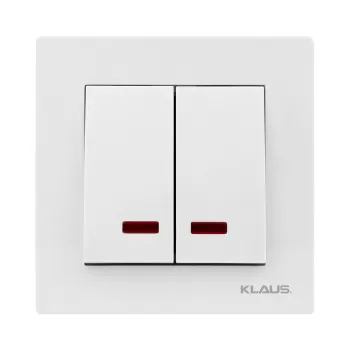KE01104 KLAUS ALB INTRERUPATOR DUBLU CU LED-1